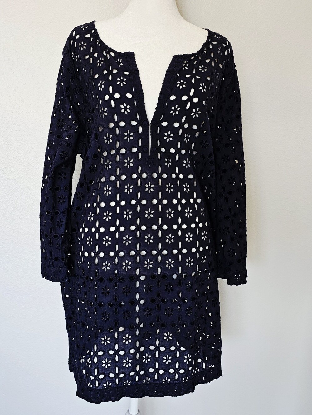 J. Crew Navy Laser-cut Eyelet Tunic Dress